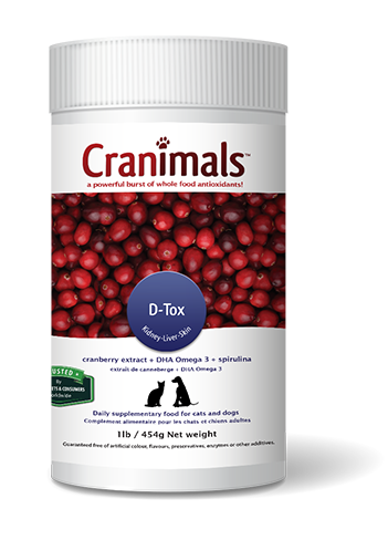 Cranimals D-tox Spirulina Pet Supplement with vegan DHA Omega 3 454 G/ 1 Lb Jar