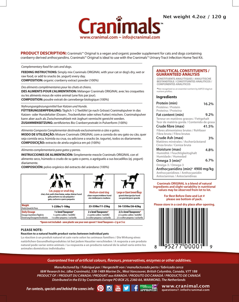 Dog UTI Medicine and Supplement for Pets with Natural Cranberry